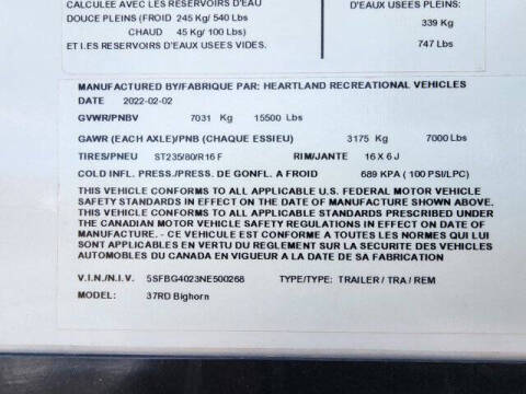 2022 Heartland BIG HORN M37RD