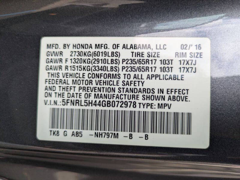 2016 Honda Odyssey EX