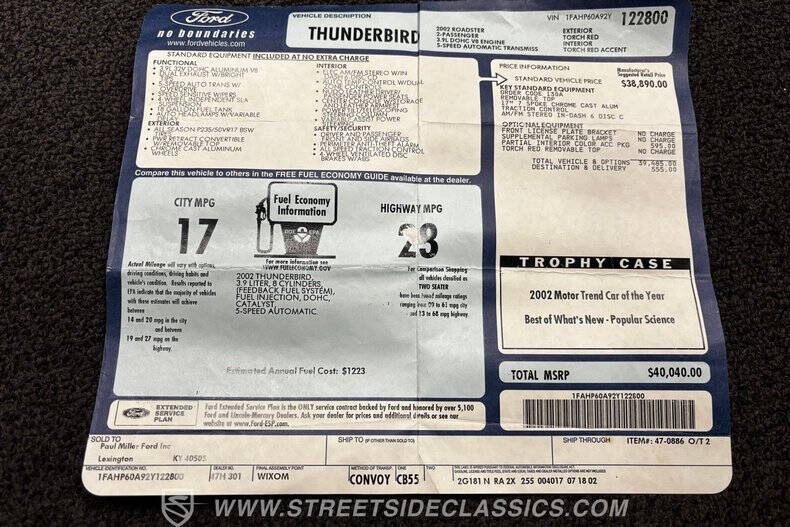 2002 Ford Thunderbird Deluxe