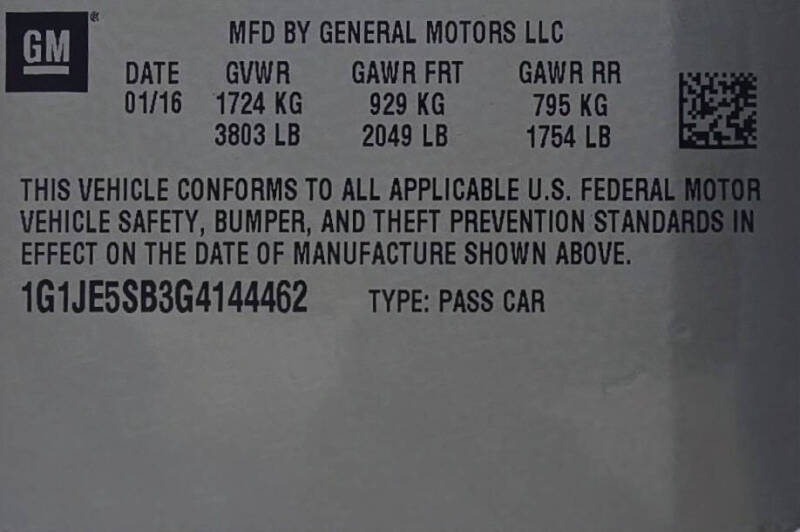 2016 Chevrolet Sonic LTZ Auto