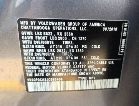 2018 Volkswagen Atlas 2.0T SE