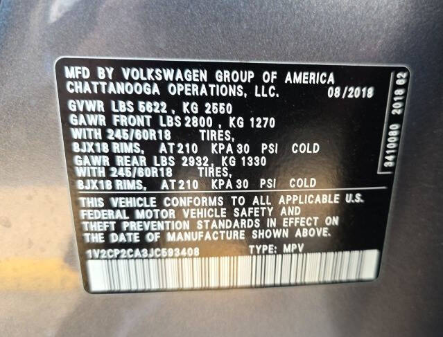 2018 Volkswagen Atlas 2.0T SE