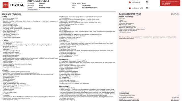 2021 Toyota Corolla LE