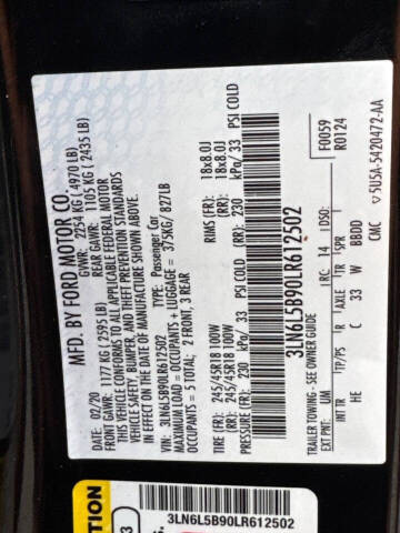 2020 Lincoln MKZ Standard