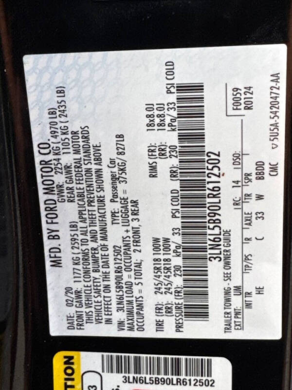 2020 Lincoln MKZ Standard