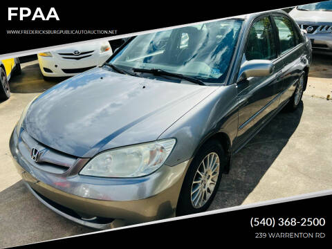 2005 Honda Civic for sale at FPAA in Fredericksburg VA