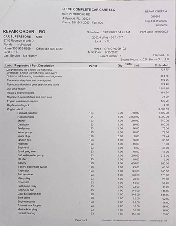2002 Four Winns Horizon 260