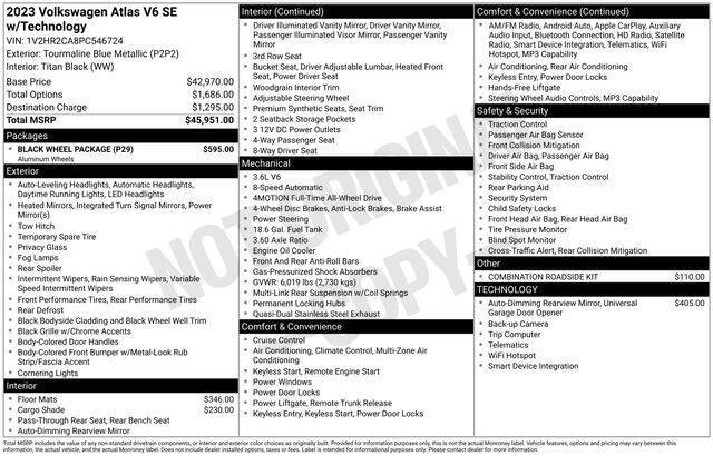 2023 Volkswagen Atlas V6 SE 4Motion