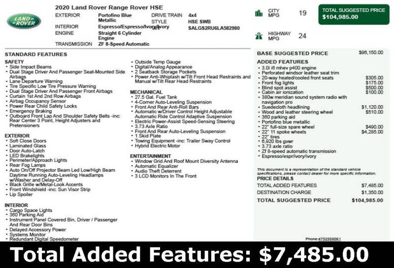 2020 Land Rover Range Rover HSE