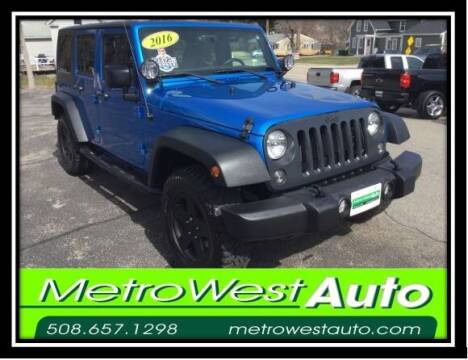 2016 Jeep Wrangler Unlimited for sale at Metro West Auto in Bellingham MA
