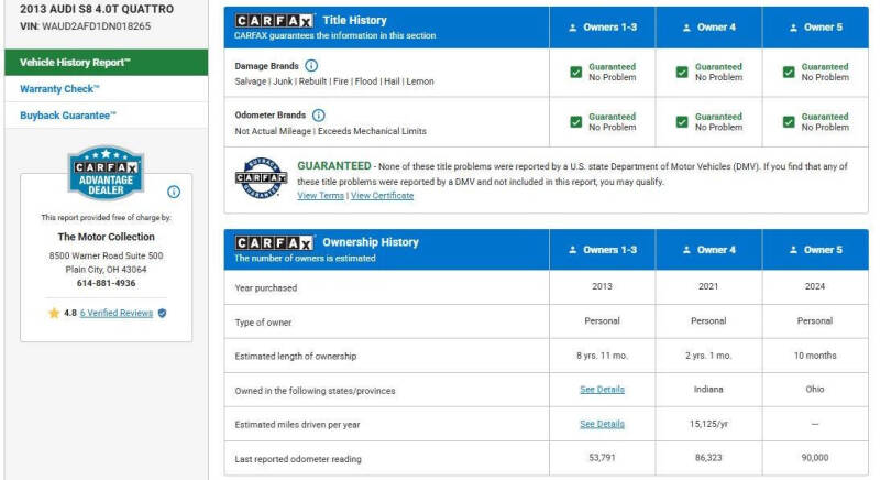 2013 Audi S8 4.0T quattro