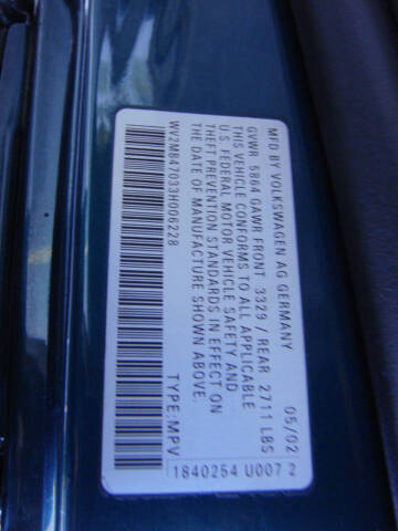 2003 Volkswagen EuroVan MV