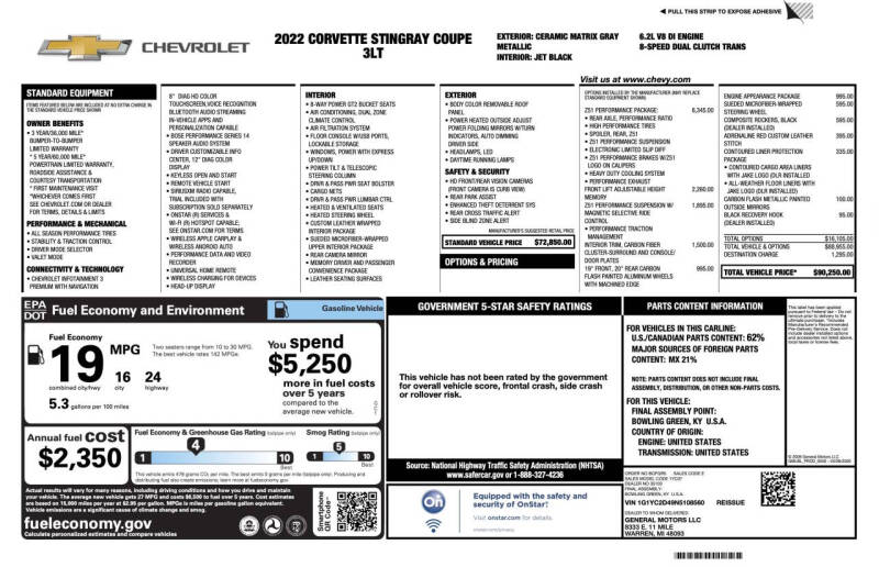 2022 Chevrolet Corvette Stingray