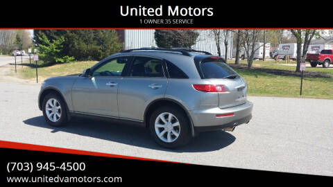 2005 Infiniti FX35 for sale at United Motors in Fredericksburg VA