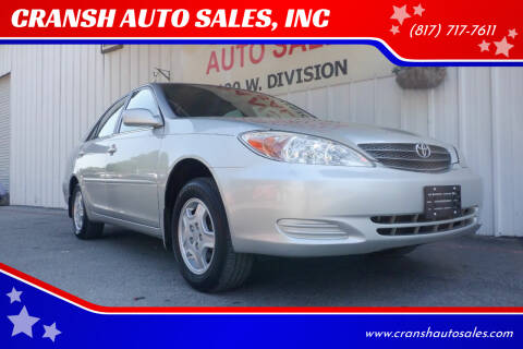 2002 Toyota Camry for sale at CRANSH AUTO SALES, INC in Arlington TX