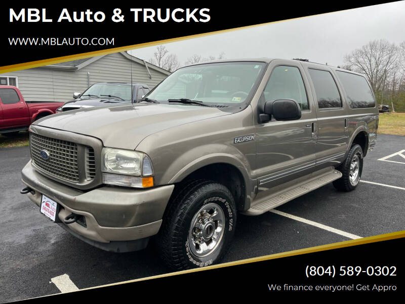 2003 Ford Excursion for sale at MBL Auto & TRUCKS in Woodford VA