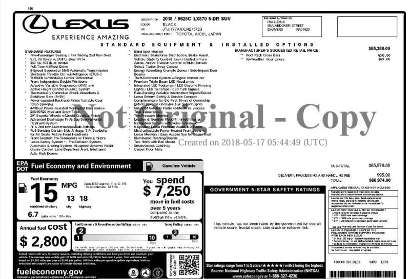 2018 Lexus LX 570 Two-Row