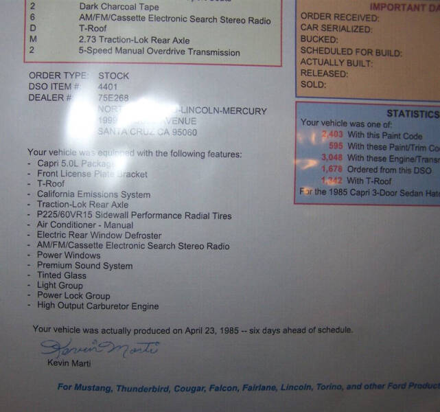1985 Mercury Capri RS