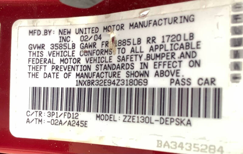 2004 Toyota Corolla S