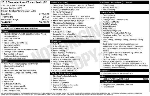 2015 Chevrolet Sonic LT Auto
