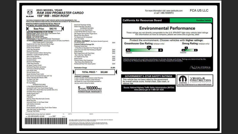 2023 RAM ProMaster 3500 159 WB