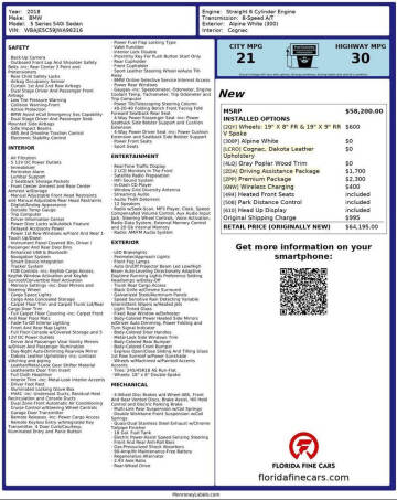 2018 BMW 5 Series 540i