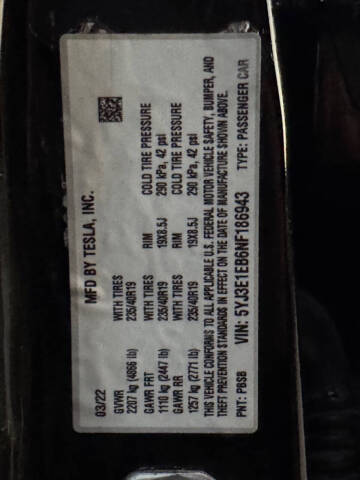 2022 Tesla Model 3 Long Range