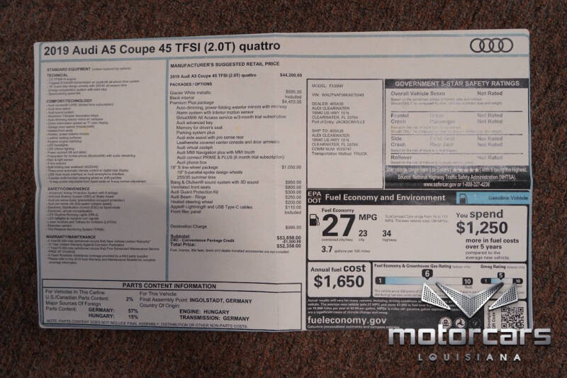 2019 Audi A5 quattro Premium Plus 45 TFSI