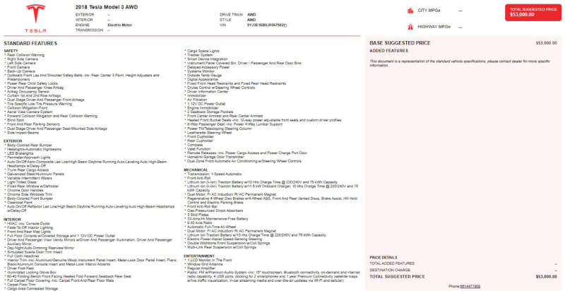 2018 Tesla Model 3 Long Range