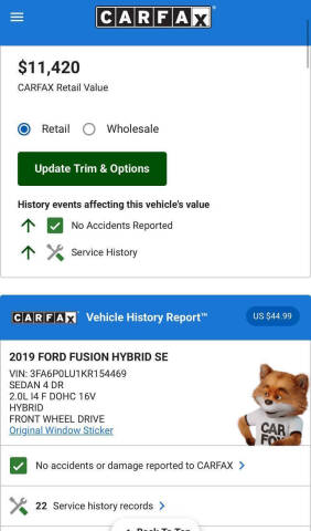 2019 Ford Fusion Hybrid SE