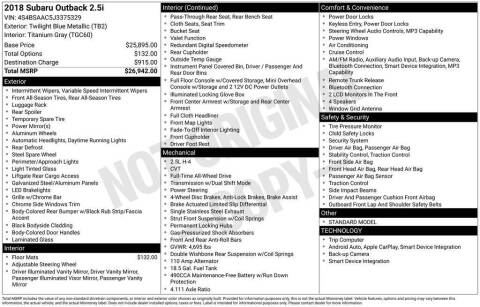 2018 Subaru Outback 2.5i