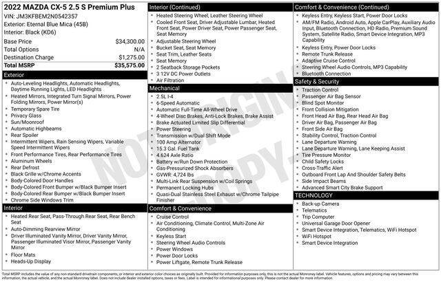 2022 Mazda CX-5 S Premium Plus package's photo