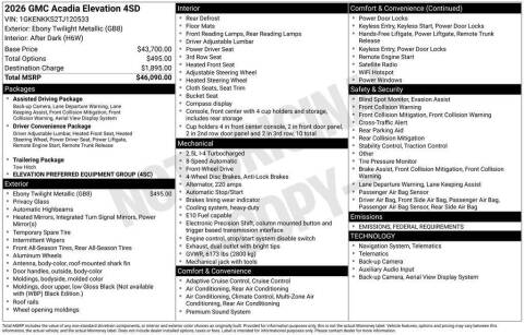 2026 GMC Acadia Elevation