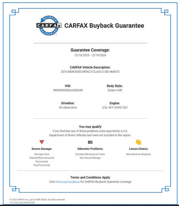 2010 Mercedes-Benz S-Class S 550 4MATIC
