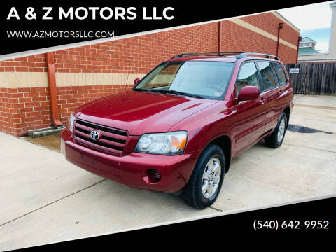 2005 Toyota Highlander for sale at A & Z MOTORS LLC in Fredericksburg VA