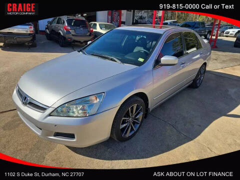 2007 Honda Accord for sale at CRAIGE MOTOR CO in Durham NC