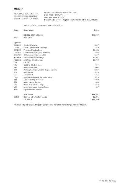 2024 Mercedes-Benz Sprinter for sale at New Sprinter Vans in Fort Mitchell, KY