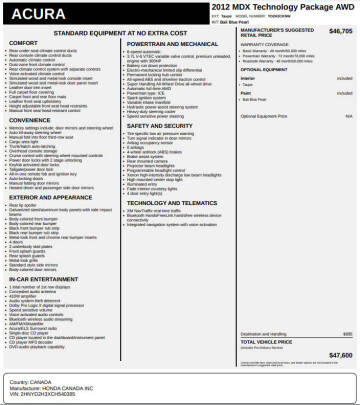 2012 Acura MDX SH-AWD w/Tech