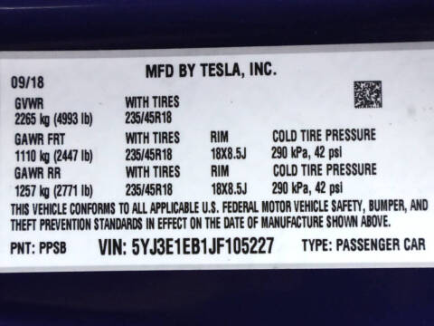 2018 Tesla Model 3 Long Range
