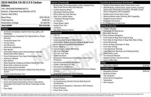 2024 Mazda CX-30 2.5 S Carbon Edition