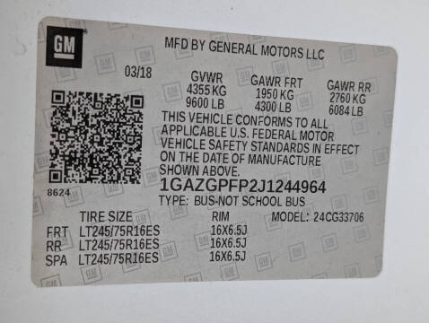 2018 Chevrolet Express LT 3500