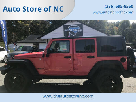 2013 Jeep Wrangler Unlimited for sale at Auto Store of NC in Walkertown NC