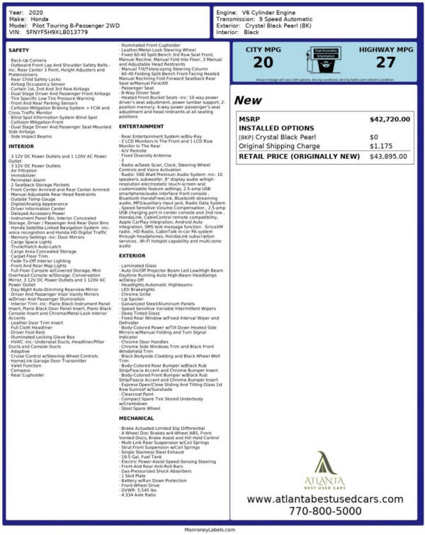 2020 Honda Pilot Touring