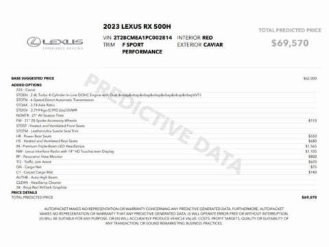 2023 Lexus RX 500h F SPORT Performance