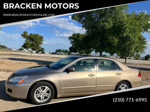 2007 Honda Accord for sale at BRACKEN MOTORS in San Antonio TX