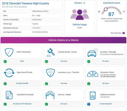 2018 Chevrolet Traverse High Country