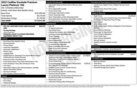 2022 Cadillac Escalade Premium Luxury Platinum