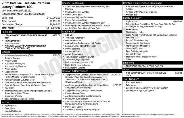 2022 Cadillac Escalade Premium Luxury Platinum