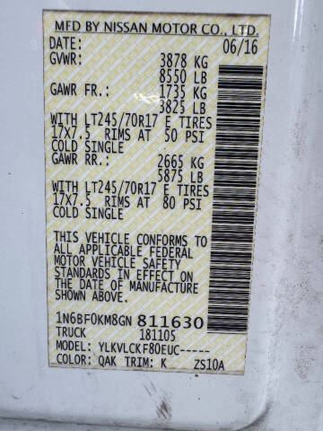 2016 Nissan NV 1500 S