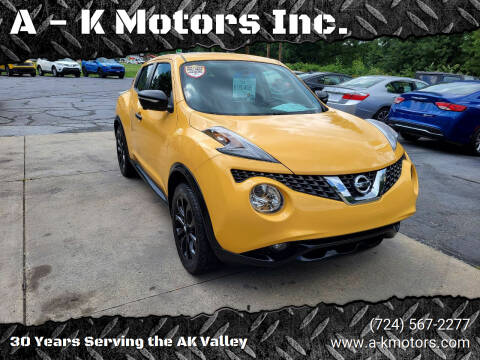 2015 Nissan JUKE for sale at A - K Motors Inc. in Vandergrift PA